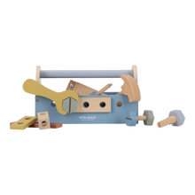 Load image into Gallery viewer, Little dutch Wooden toy toolbox with tools 
