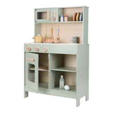 Load image into Gallery viewer, Children&#39;s play kitchen set with various accessories on a white background
