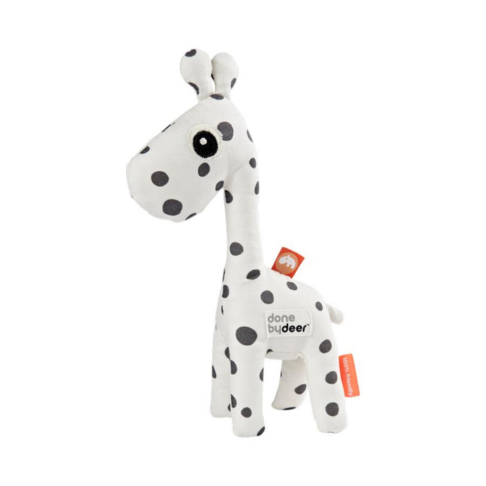 Rattle Raffi Black Dots Toy Touch Texture Tags Sounds Sound Soft Sensory Rattle Raffi Black Dots Rattle Play Noisy Noise Labels Grasp educational Done by Deer Black and white Baby Animals