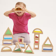 Load image into Gallery viewer, Sensory Block Set Wooden Water Touch TickiT Sound Shape Sensory Sand Glitter Filled educational Construction Colour Blocks Beads
