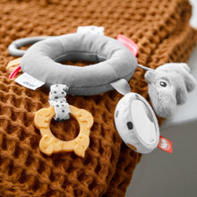 Load image into Gallery viewer, Toy Touch Teether stroller Soft Sensory Pram Play Labels Grasp educational Done by Deer Black and white Baby Animals Activity Ring Deer Friends Grey Good Little Egg

