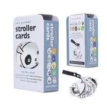 Load image into Gallery viewer, Stroller Cards I see on a walk stroller Wee Gallery Toy Touch Sensory Pram Observe Observation educational Cards Book Black and white Animals
