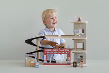 Load image into Gallery viewer, Boy playing with Little Dutch Railway extension garage
