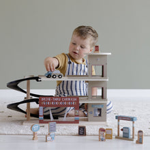 Load image into Gallery viewer, Boy playing with Little Dutch Railway extension garage
