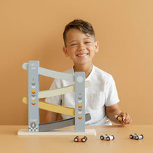 Load image into Gallery viewer, Boy playing with the Little Dutch Ramp racer cars
