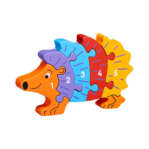 Hedgehog 1-5 Jigsaw Wooden toys, educational toys, preschool toys, colours, counting, animals, jigsaw, shape sorter, learning, learning through play, pre school, toddler toys, jigsaw wooden pieces numbered 1-5. Children count. puzzle develop skills: Concentration and persistence Fine motor skills Hand eye coordination Logical thinking Matching and sorting Numeracy skills Problem solving skills Sense of achievement Shape and colour recognition fair trade Lanka Kade Good Little Egg
