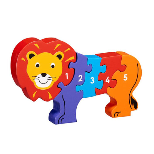 Lion 1-5 Jigsaw Wooden toys, educational toys, preschool toys, colours, counting, animals, jigsaw, shape sorter, learning, learning through play, pre school, toddler toys, jigsaw wooden pieces numbered 1-5. Children count. puzzle develop skills: Concentration and persistence Fine motor skills Hand eye coordination Logical thinking Matching and sorting Numeracy skills Problem solving skills Sense of achievement Shape and colour recognition fair trade Lanka Kade Good Little Egg
