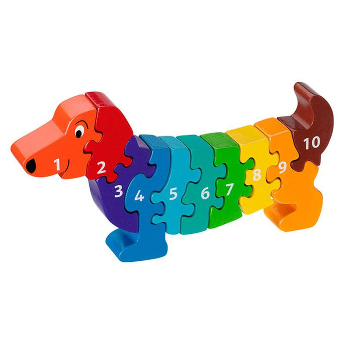Dog 1-10 Jigsaw Wooden toys, educational toys, preschool toys, colours, counting, animals, jigsaw, shape sorter, learning, learning through play, pre school, toddler toys, jigsaw wooden pieces numbered 1-10. Children count. puzzle develop skills: Concentration and persistence Fine motor skills Hand eye coordination Logical thinking Matching and sorting Numeracy skills Problem solving skills Sense of achievement Shape and colour recognition fair trade Lanka Kade Good Little Egg