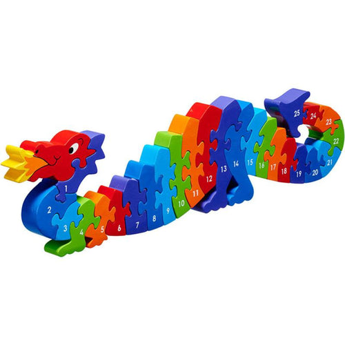Dazzle the Dragon 1-25 Jigsaw Wooden toys, educational toys, preschool toys, colours, counting, letters animals, jigsaw, shape sorter, learning, learning through play, pre school, toddler toys, jigsaw wooden pieces numbered 1-25. Children count. puzzle develop skills: Concentration and persistence Fine motor skills Hand eye coordination Logical thinking Matching and sorting Numeracy skills Problem solving skills Sense of achievement Shape and colour recognition fair trade Lanka Kade Good Little Egg