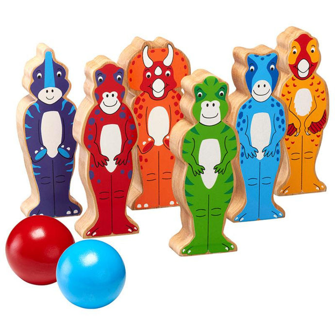 Dinosaur skittles traditional game Wooden toys, educational toys, preschool toys, colours, animals, learning, learning through play, pre school, toddler toys, Children develop skills: Concentration and persistence Fine motor skills Hand eye coordination fair trade Lanka Kade Good Little Egg