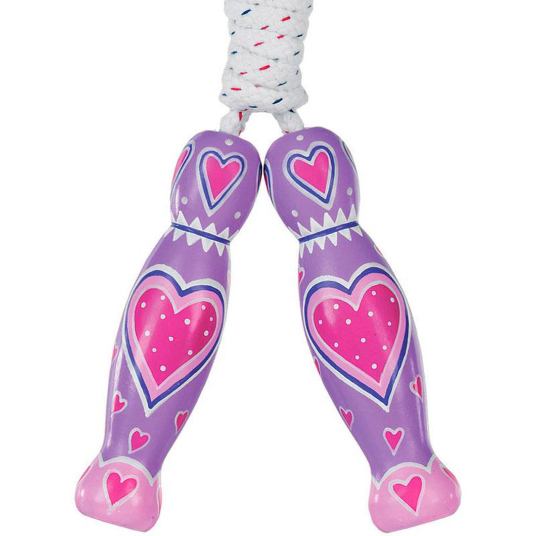 Lanka Kade Skipping rope  wooden purple with pink hearts