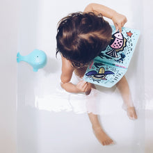 Load image into Gallery viewer, Colour me - Who&#39;s in the ocean Book Wee Gallery Water Toy Sensory Physical Play observe educational Colour Book Black and white Bath Animals
