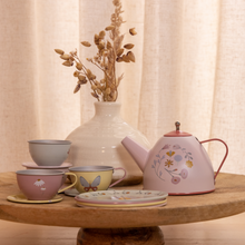 Load image into Gallery viewer, Little Dutch Tin Tea Set with Flowers and Butterflies set on a table

