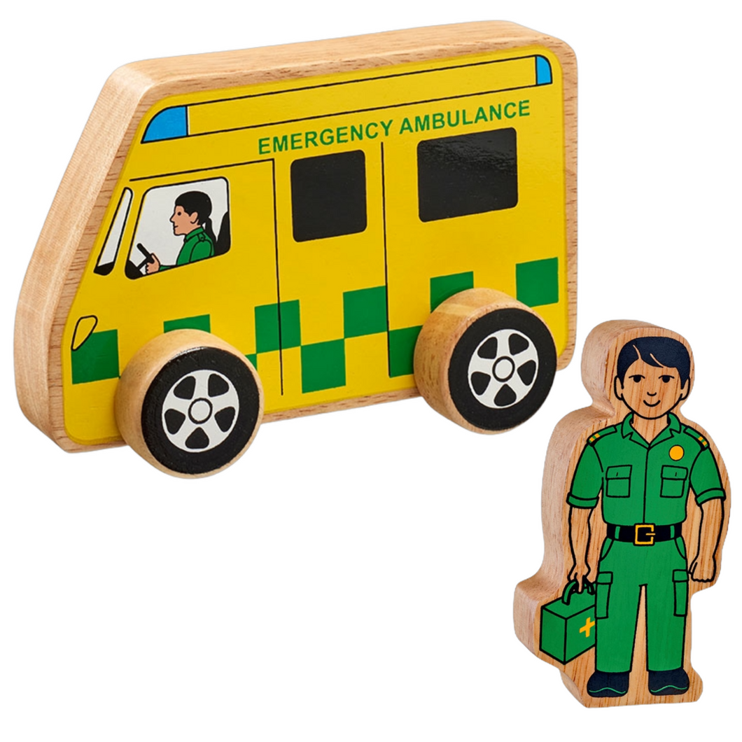 Lanka Kade Ambulance push along Paramedic wooden toy