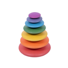 Load image into Gallery viewer, Rainbow Wooden Buttons TickiT Stacking Shapes Sensory Rainbow educational Disk Disc Construction Colour button Balancing
