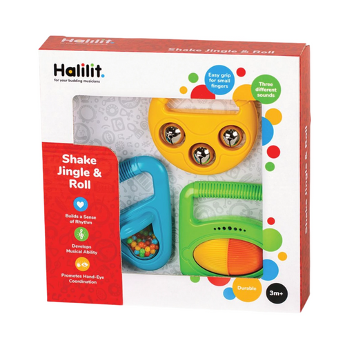 Musical Shapes Gift Set Halilit Sound Shapes Shaker set Sensory Rattle Musical Music Hand eye coordination hand eye co-ordination Haililit educational Creativity Creative Colour Bell