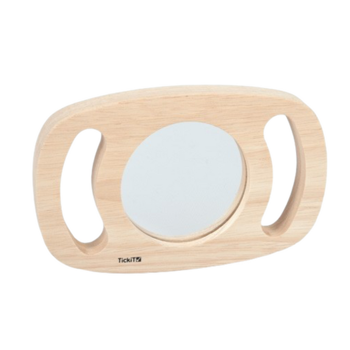 TickiT Hand held wooden mirror for baby babies toddler sensory looking at reflection educational toy