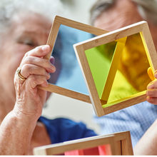 Load image into Gallery viewer, Sensory Block Set Wooden Touch TickiT Sound Shape Sensory Sand Glitter Filled educational Construction Colour Blocks Beads Sensory Squares mirror magnifying glass concave mirror learning colours 5060138826731 sensory squares Tick it Tickit
