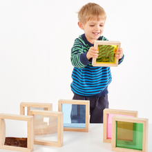 Load image into Gallery viewer, Sensory Block Set Wooden Touch TickiT Sound Shape Sensory Sand Glitter Filled educational Construction Colour Blocks Beads Sensory Squares mirror magnifying glass concave mirror learning colours 5060138826731 sensory squares Tick it Tickit
